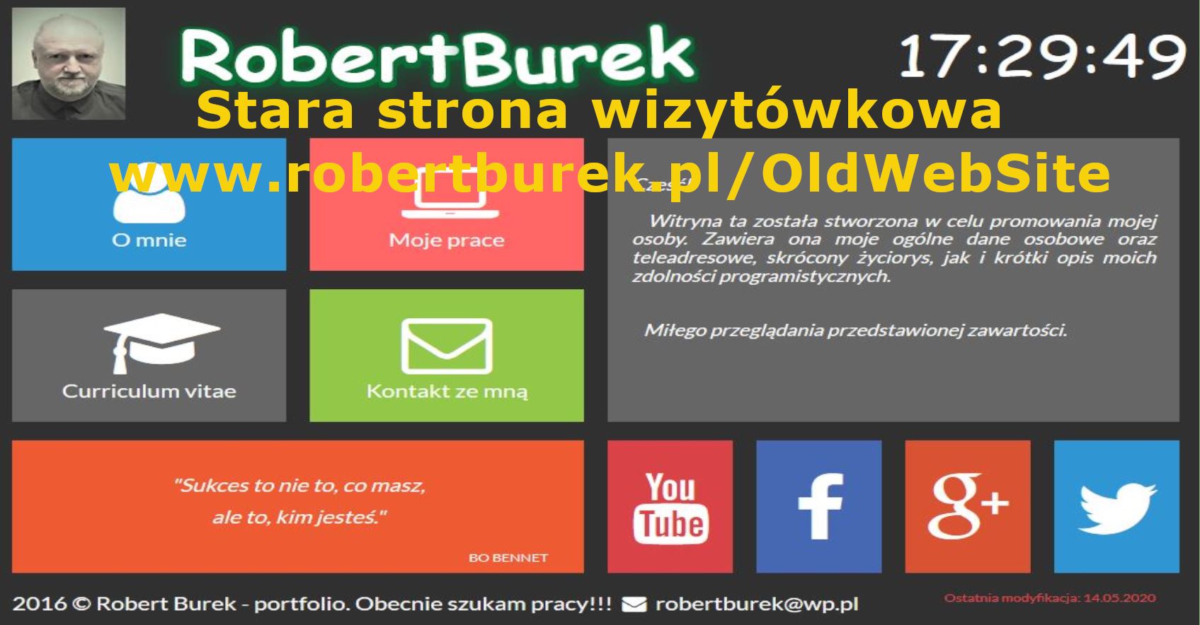 Stara strona wizytówkowa, napisana w HTML, CSS, JavaScript w oparci o wzór Mirosława Zelenta - Pasja Informatyki.